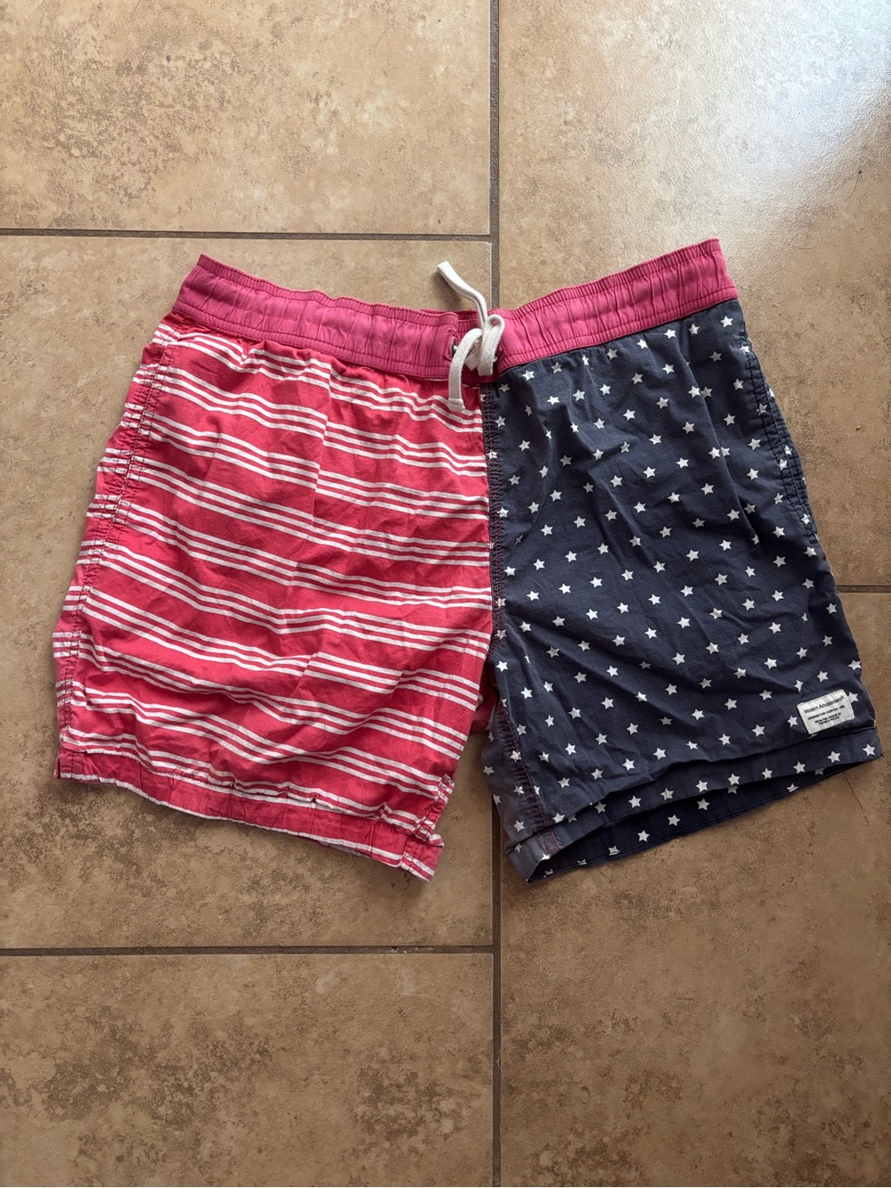 Modern Amusement Red & Navy Star Stripe Swim Trunks
